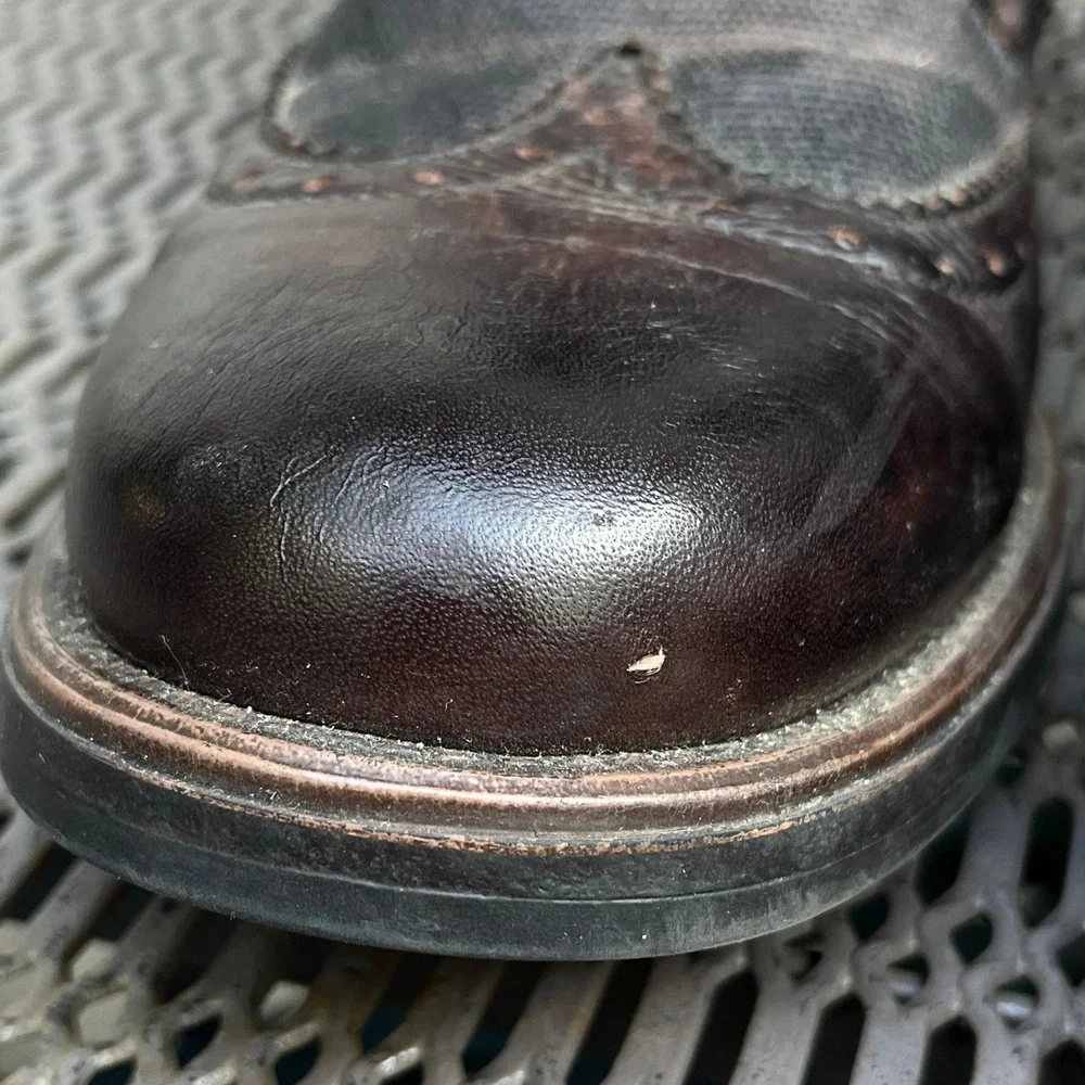 Steve Madden P-Hasty Boots Mens 11 D Dark Brown Leather Wingtip Combat Side Zip